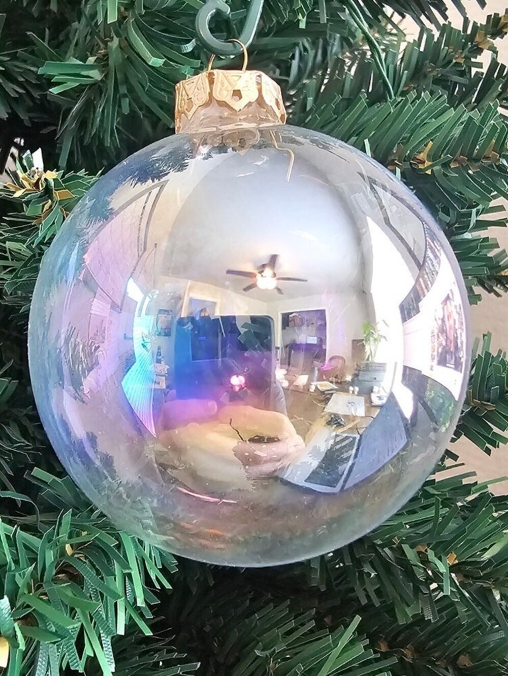 Vintage Shiny Brite Christmas Ornament Round Ball Translucent Clear